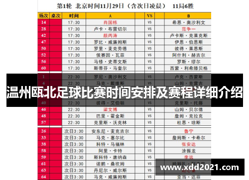 温州瓯北足球比赛时间安排及赛程详细介绍
